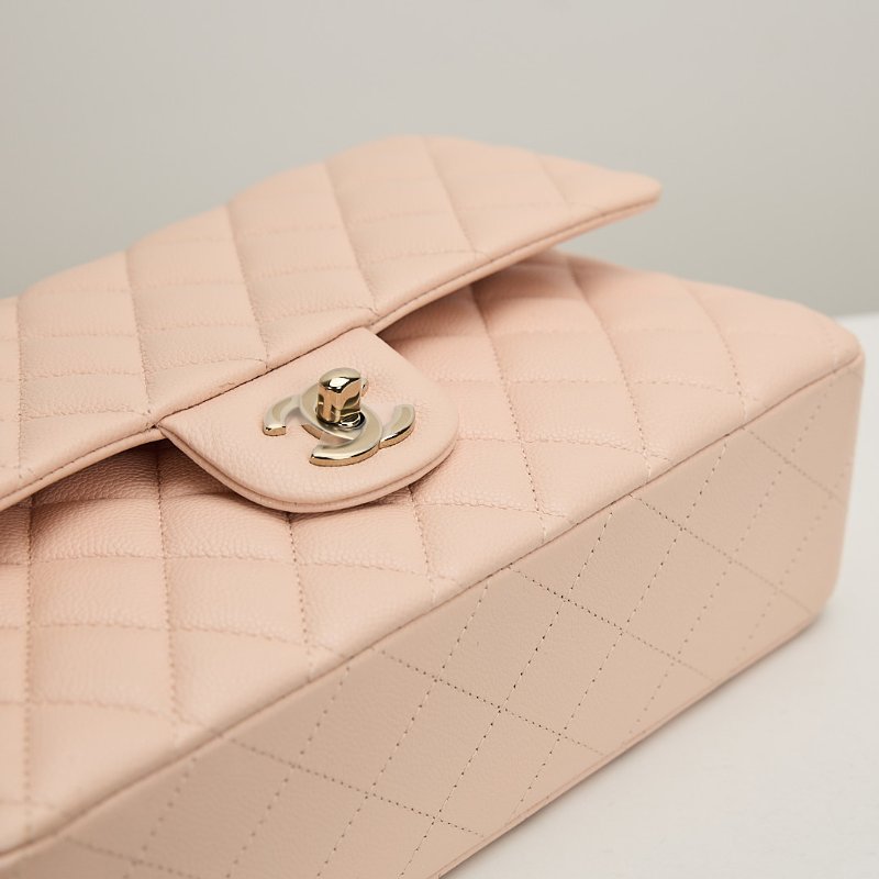 二手Chanel Cf25 荔枝牛 淡粉金-13