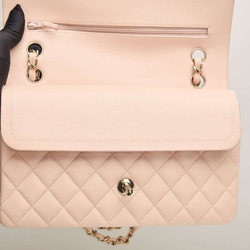 二手Chanel Cf25 荔枝牛 淡粉金-14