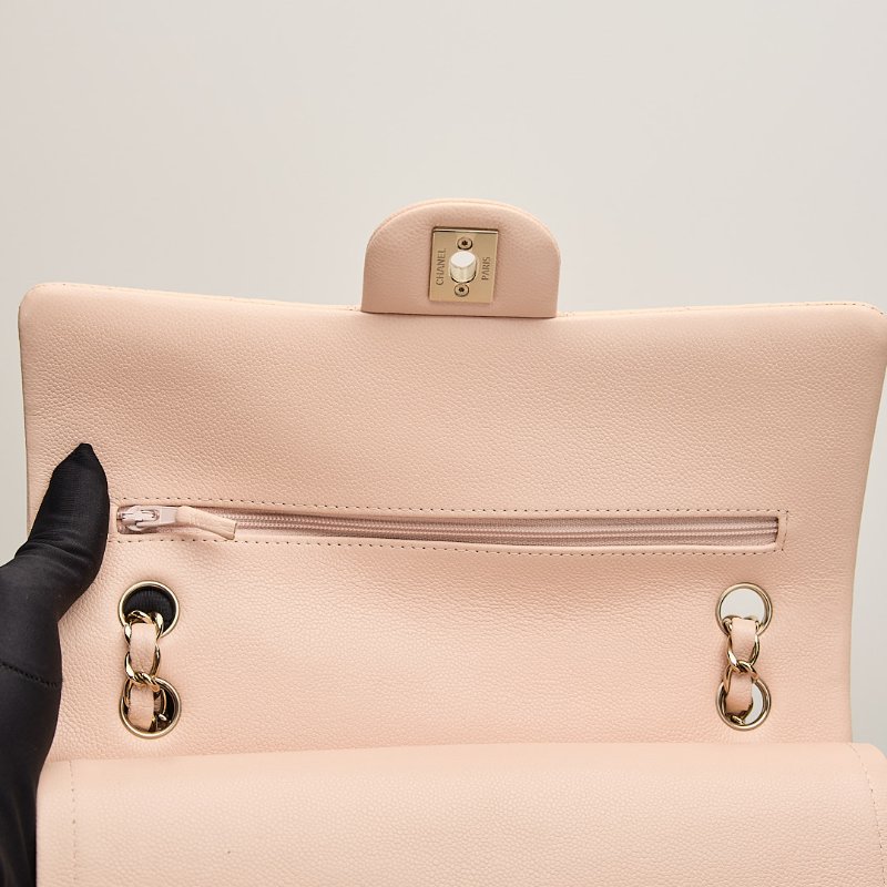 二手Chanel Cf25 荔枝牛 淡粉金-15