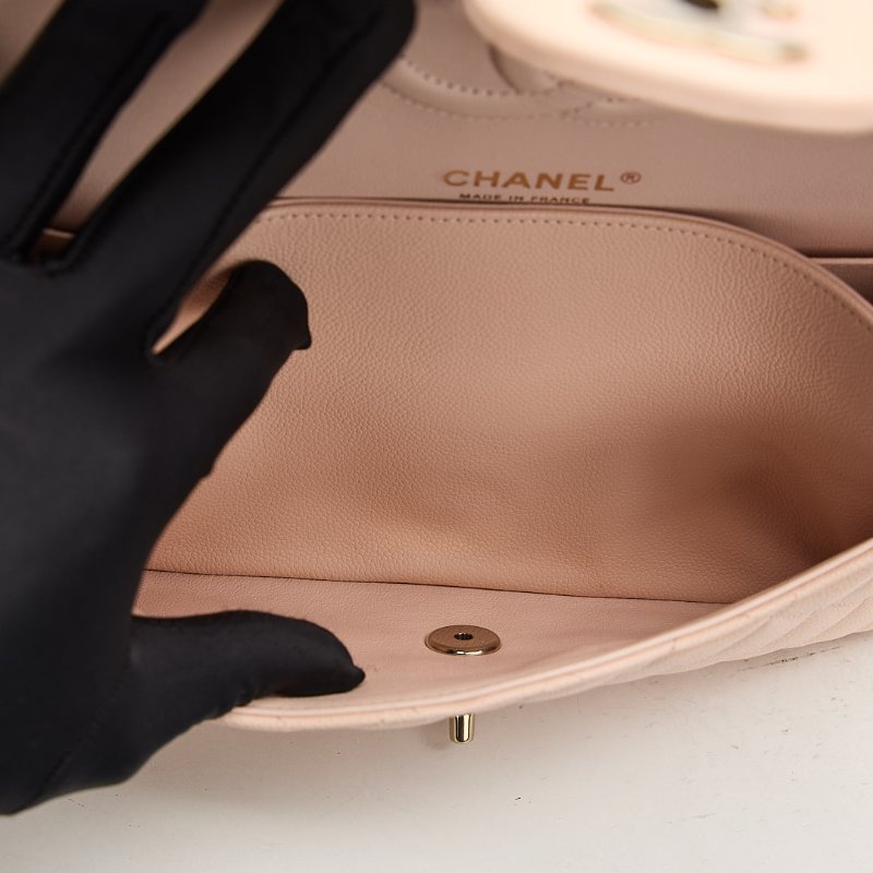 二手Chanel Cf25 荔枝牛 淡粉金-18