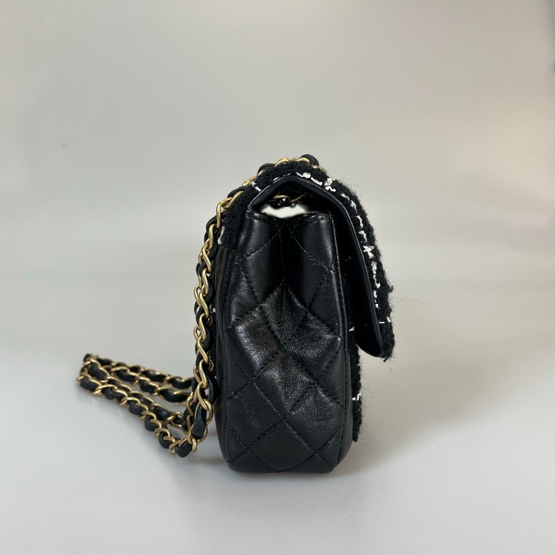 CHANEL CF季節款毛呢格紋側肩包 AS4459/晶片款-3