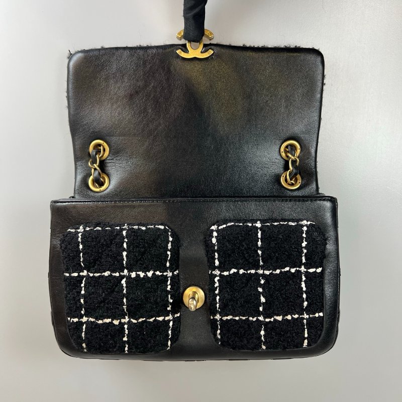 CHANEL CF季節款毛呢格紋側肩包 AS4459/晶片款-5
