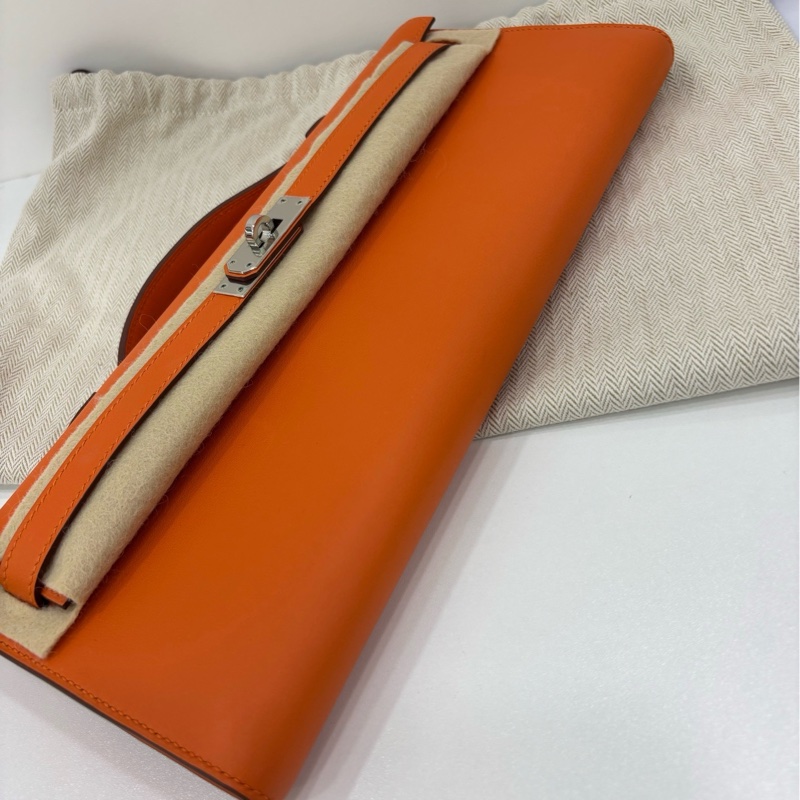 Hermes 愛馬仕 Kelly Cut 橘色銀扣 A刻 copy購證-5