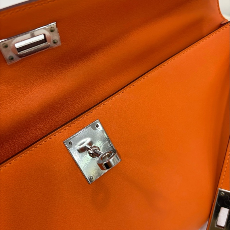 Hermes 愛馬仕 Kelly Cut 橘色銀扣 A刻 copy購證-6