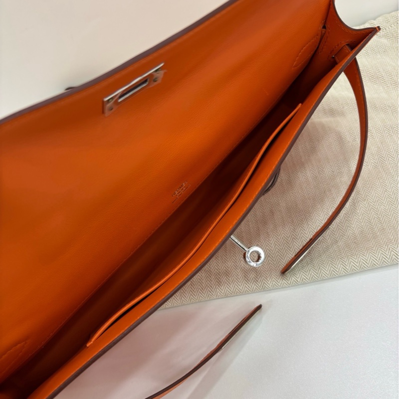 Hermes 愛馬仕 Kelly Cut 橘色銀扣 A刻 copy購證-8