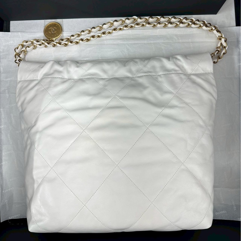 富家千金💎99新🈶購證❤️🔥Chanel香奈兒白金小號22bag垃圾袋單肩手提包-12