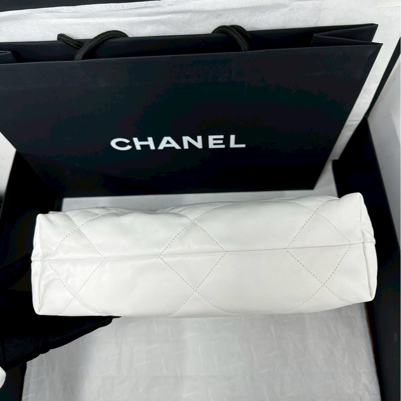 富家千金💎99新🈶購證❤️🔥Chanel香奈兒白金小號22bag垃圾袋單肩手提包-14