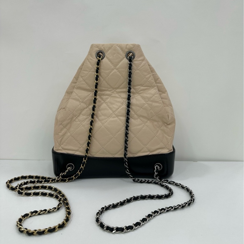 Chanel 香奈兒 奶茶色 流浪背包 尺寸22x25cm 25開-2