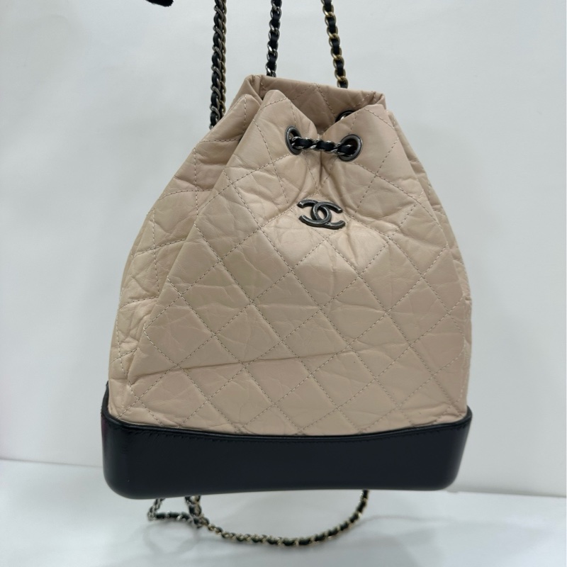 Chanel 香奈兒 奶茶色 流浪背包 尺寸22x25cm 25開-5