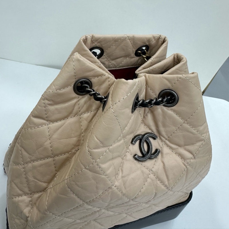 Chanel 香奈兒 奶茶色 流浪背包 尺寸22x25cm 25開-6
