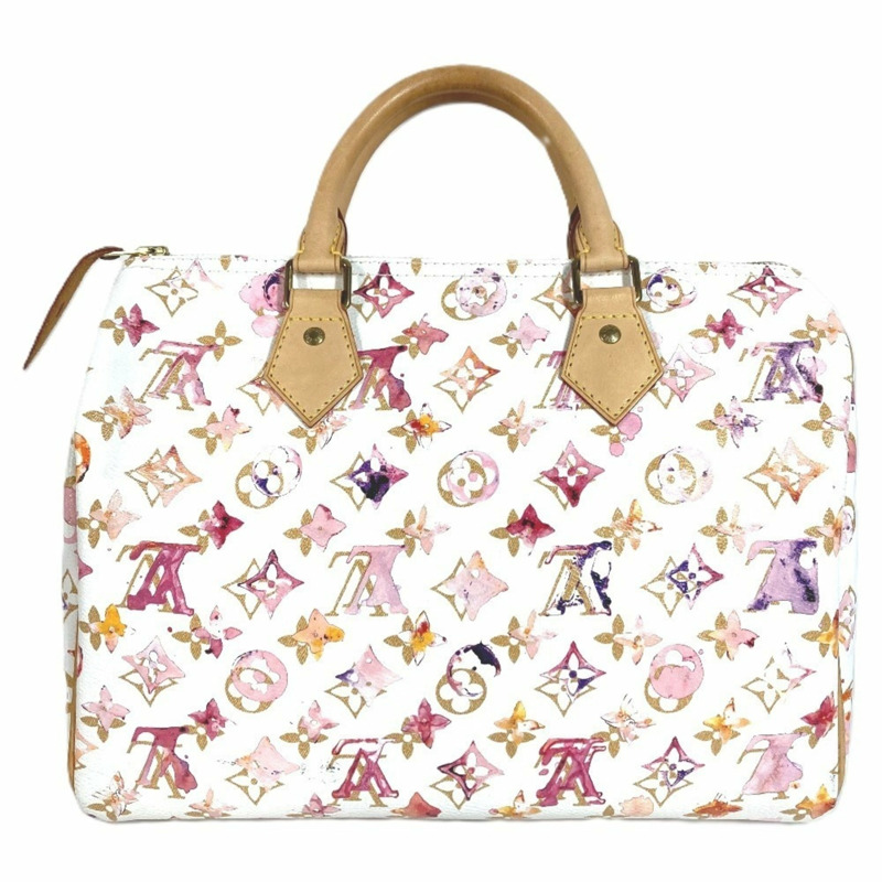 路易威登 M95751 Monogram Watercolor Speedy 30 迷你波士頓包 女士白色-0