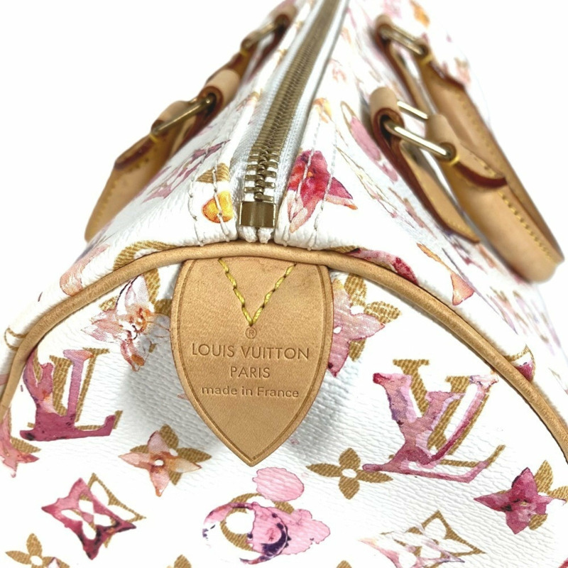 路易威登 M95751 Monogram Watercolor Speedy 30 迷你波士頓包 女士白色-1