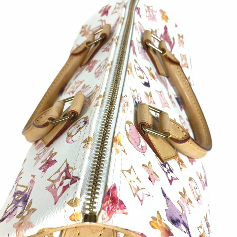 路易威登 M95751 Monogram Watercolor Speedy 30 迷你波士頓包 女士白色-3