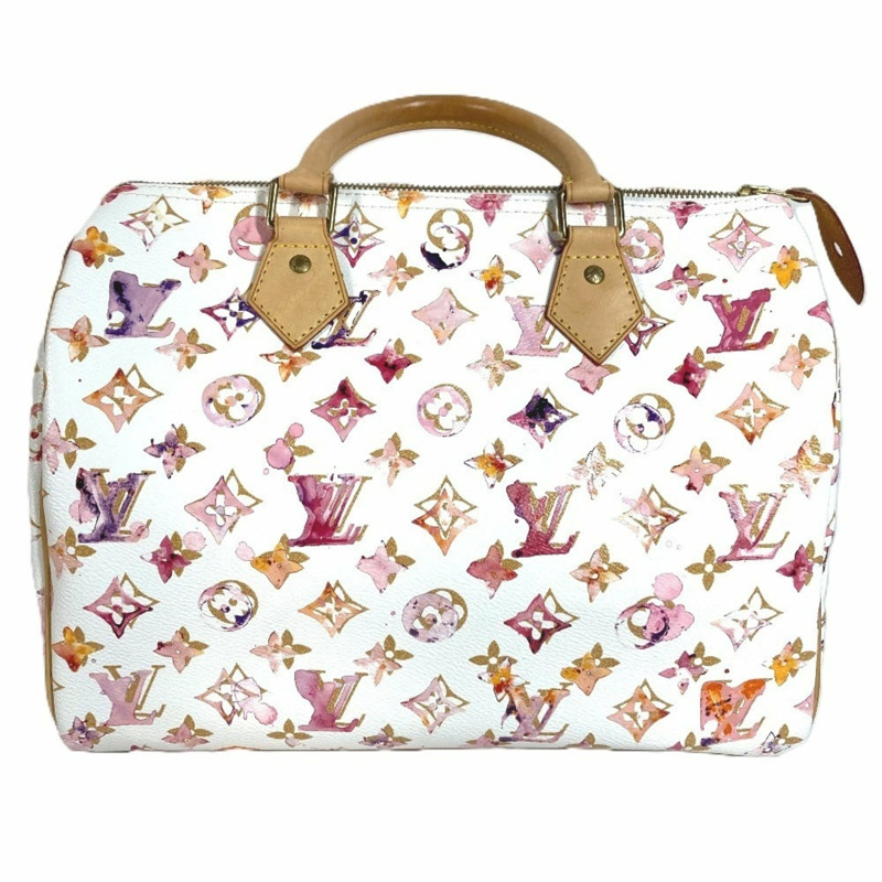 路易威登 M95751 Monogram Watercolor Speedy 30 迷你波士頓包 女士白色-4