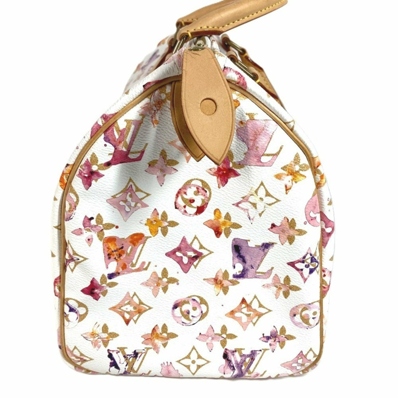 路易威登 M95751 Monogram Watercolor Speedy 30 迷你波士頓包 女士白色-5