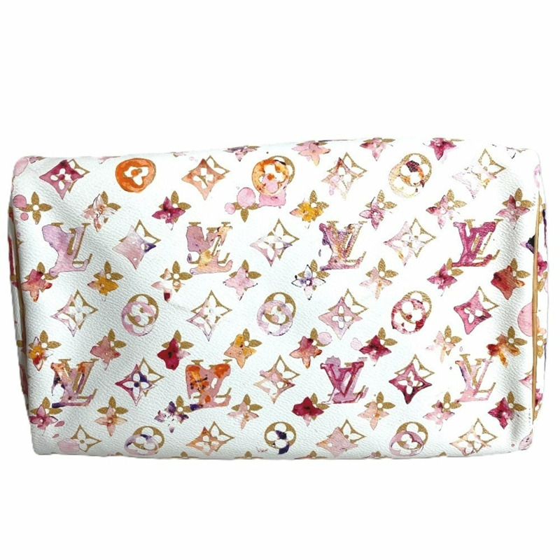 路易威登 M95751 Monogram Watercolor Speedy 30 迷你波士頓包 女士白色-6
