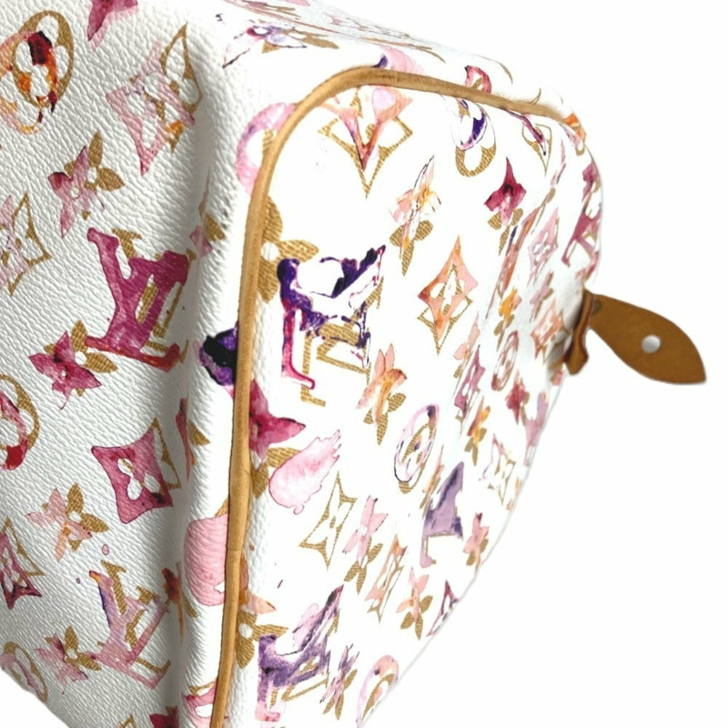 路易威登 M95751 Monogram Watercolor Speedy 30 迷你波士頓包 女士白色-7