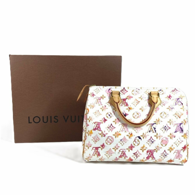 路易威登 M95751 Monogram Watercolor Speedy 30 迷你波士頓包 女士白色-15