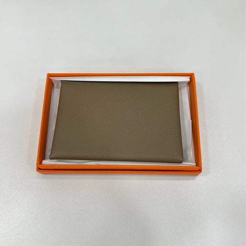 Hermes 愛馬仕 Calvi卡包 大象灰銀扣 Epsom皮 B刻