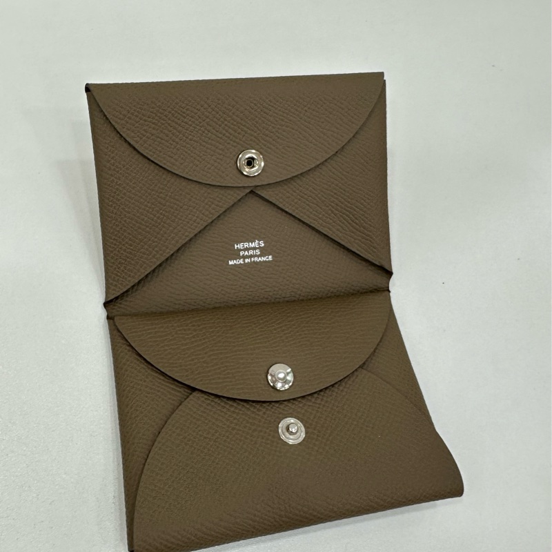 Hermes 愛馬仕 Calvi卡包 大象灰銀扣 Epsom皮 B刻-2