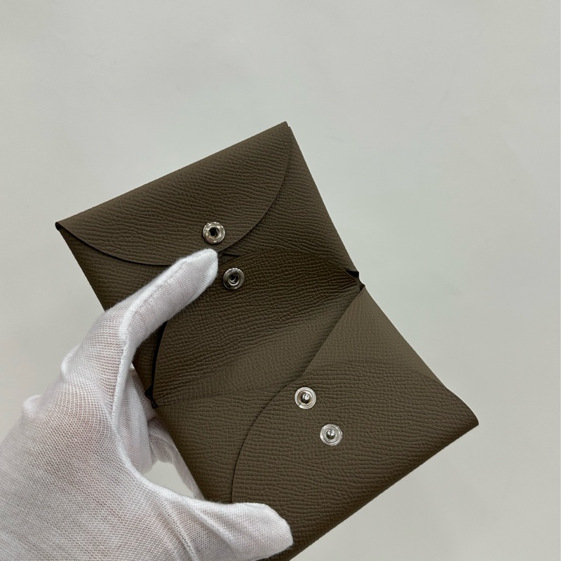 Hermes 愛馬仕 Calvi卡包 大象灰銀扣 Epsom皮 B刻-5