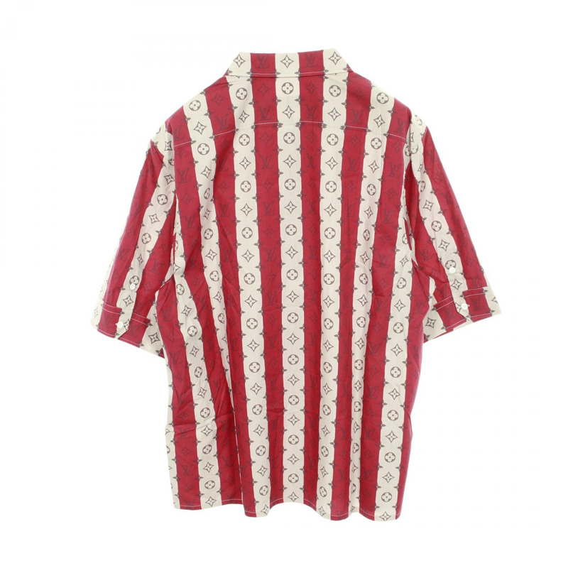 LOUIS VUITTON × NIGO 條紋襯衫,純棉材質,紅色/米色/紅色,二手男士 XXL 碼-1