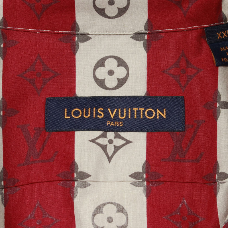LOUIS VUITTON × NIGO 條紋襯衫,純棉材質,紅色/米色/紅色,二手男士 XXL 碼-2