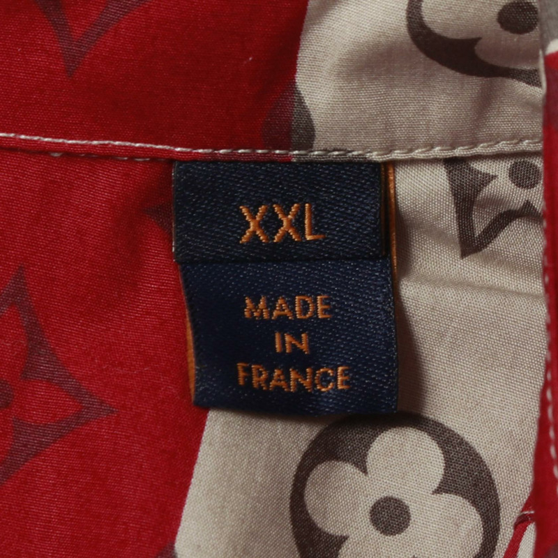 LOUIS VUITTON × NIGO 條紋襯衫,純棉材質,紅色/米色/紅色,二手男士 XXL 碼-4