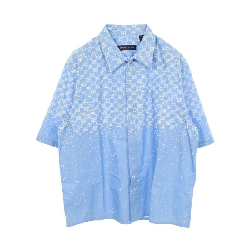 路易威登 Damier 花紋襯衫 RM222M NF4 HNS20W 純棉藍色 二手男款 #XXL-0