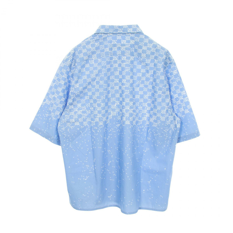 路易威登 Damier 花紋襯衫 RM222M NF4 HNS20W 純棉藍色 二手男款 #XXL-1