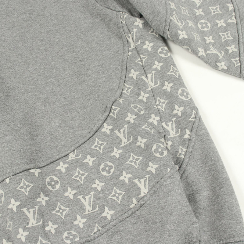 路易威登 Monogram 圓形剪裁連帽衫,純棉,灰色,二手,男士 XL 碼-8