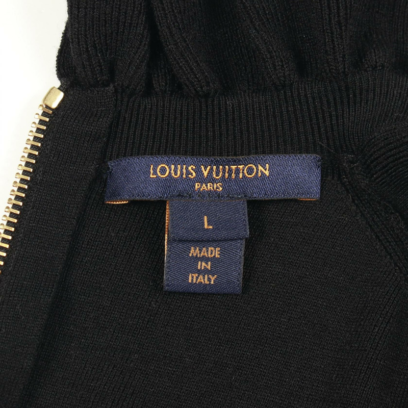 路易威登 (LOUIS VUITTON) Logo 褶襉洋裝 RW201W 黑色羊毛材質,二手女款 L 碼-2