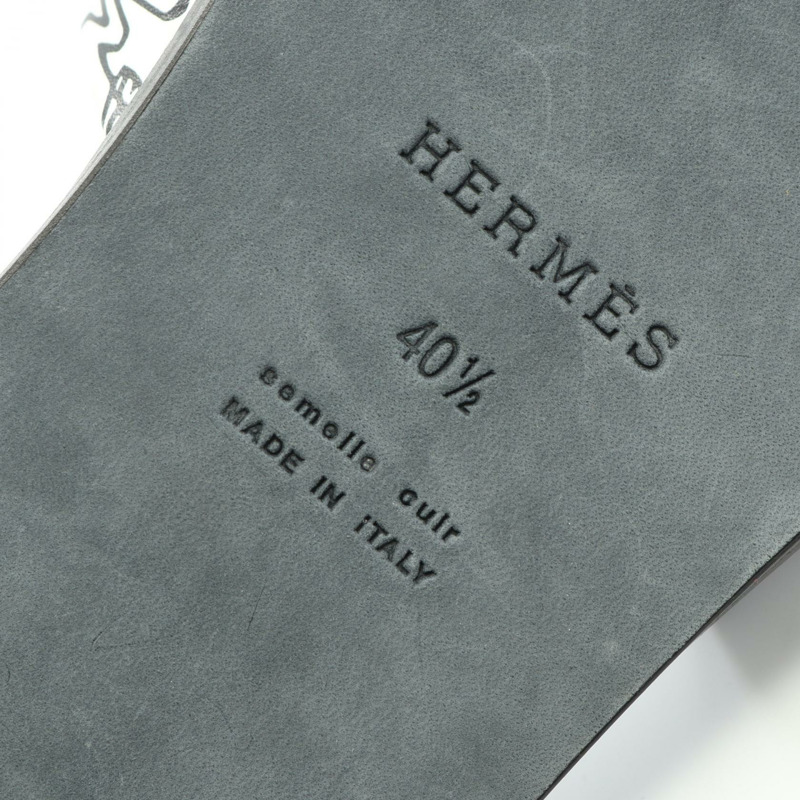 愛馬仕 Izmir Graff Herms 涼鞋,真皮材質,白色/黑色,二手,男款,40.5碼-5