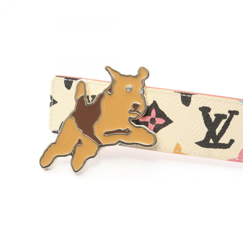 路易威登 LV Monogram Craggy 皮帶 M8650 皮革 PVC 白色 二手 女士-1