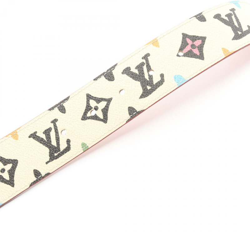路易威登 LV Monogram Craggy 皮帶 M8650 皮革 PVC 白色 二手 女士-2