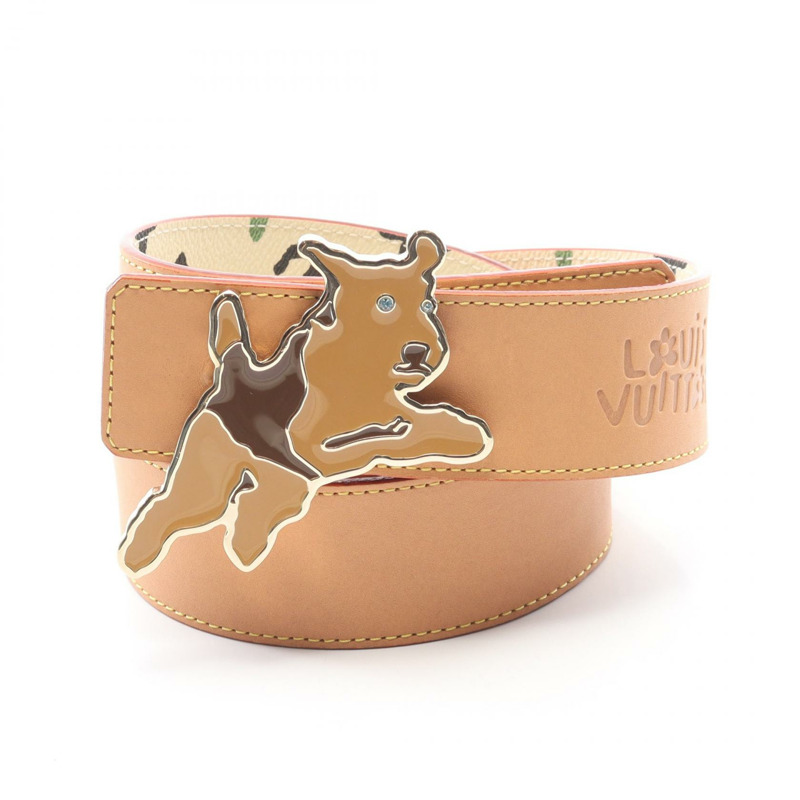 路易威登 LV Monogram Craggy 皮帶 M8650 皮革 PVC 白色 二手 女士-4
