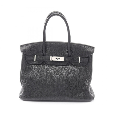 愛馬仕 Birkin 30 手提包，Clemence 皮革，黑色，二手，女士，帶五金配件。