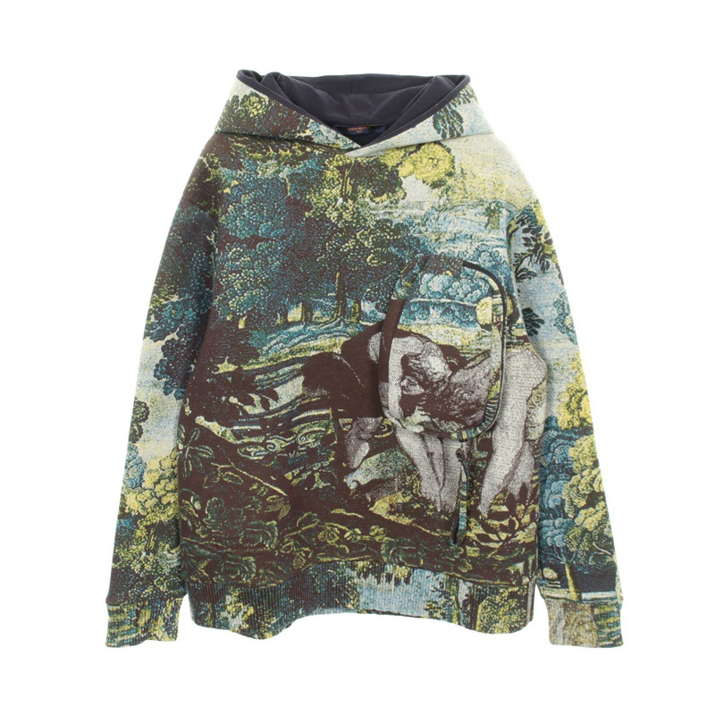 路易威登 Tapestry Cargo 連帽衫,棉尼龍混紡,藍色,二手,男士 L 碼-0