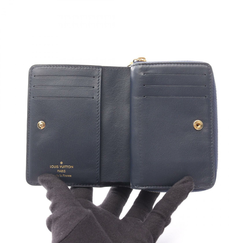 路易威登 Portefeuille Lou 雙折皮夾 M82525 Monogram 壓花海軍藍二手-2