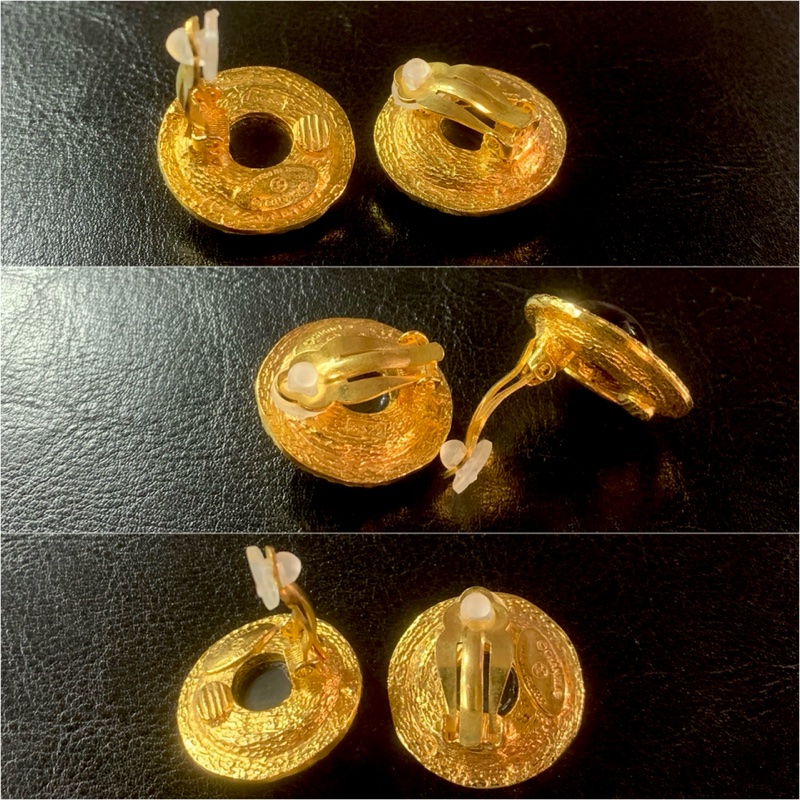 Chanel Vintage Black Gold Gripoix Ear Clips 香奈兒黑金琉璃耳夾-3