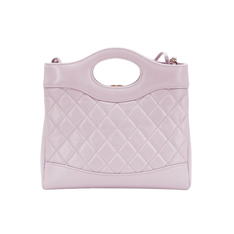 Chanel 展示品 31 Bag 油蠟羊皮金釦雙鍊手提斜背包-Mini(AS4133-粉紅)-2
