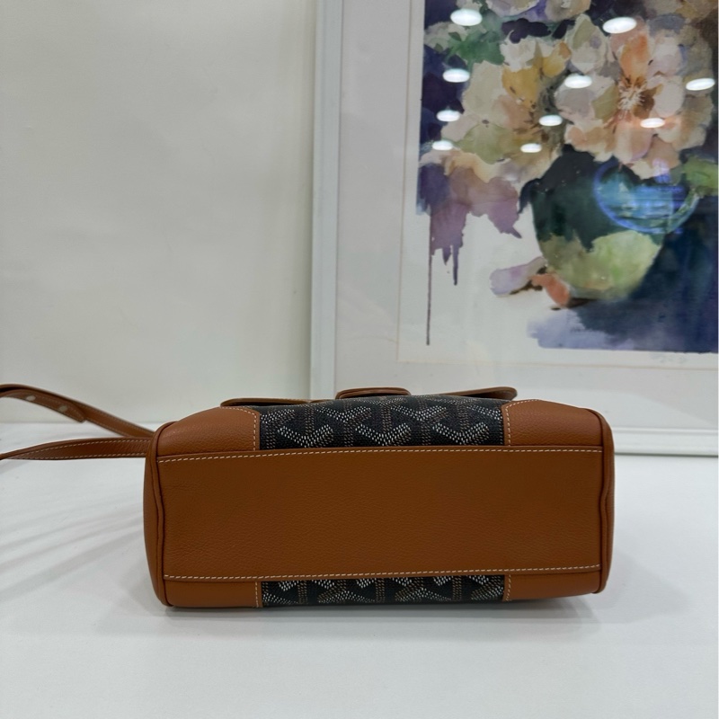 Goyard 戈雅 焦糖色 mini 西貢包 木質手柄 手提包 單肩斜挎包 21年編碼-5