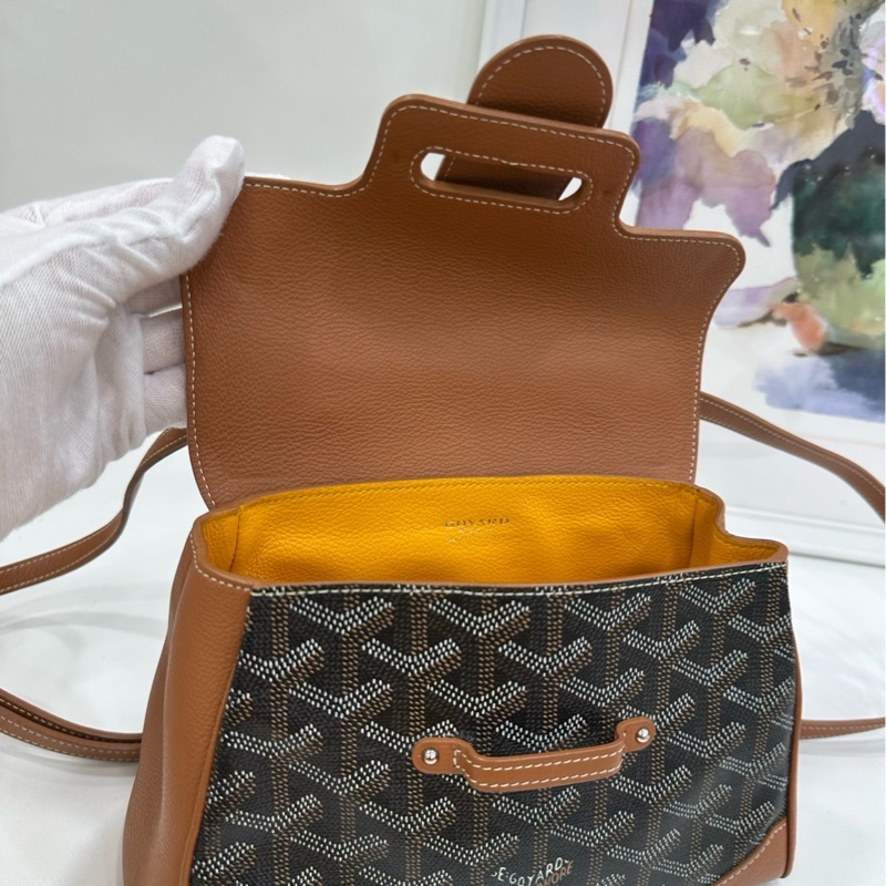 Goyard 戈雅 焦糖色 mini 西貢包 木質手柄 手提包 單肩斜挎包 21年編碼-7