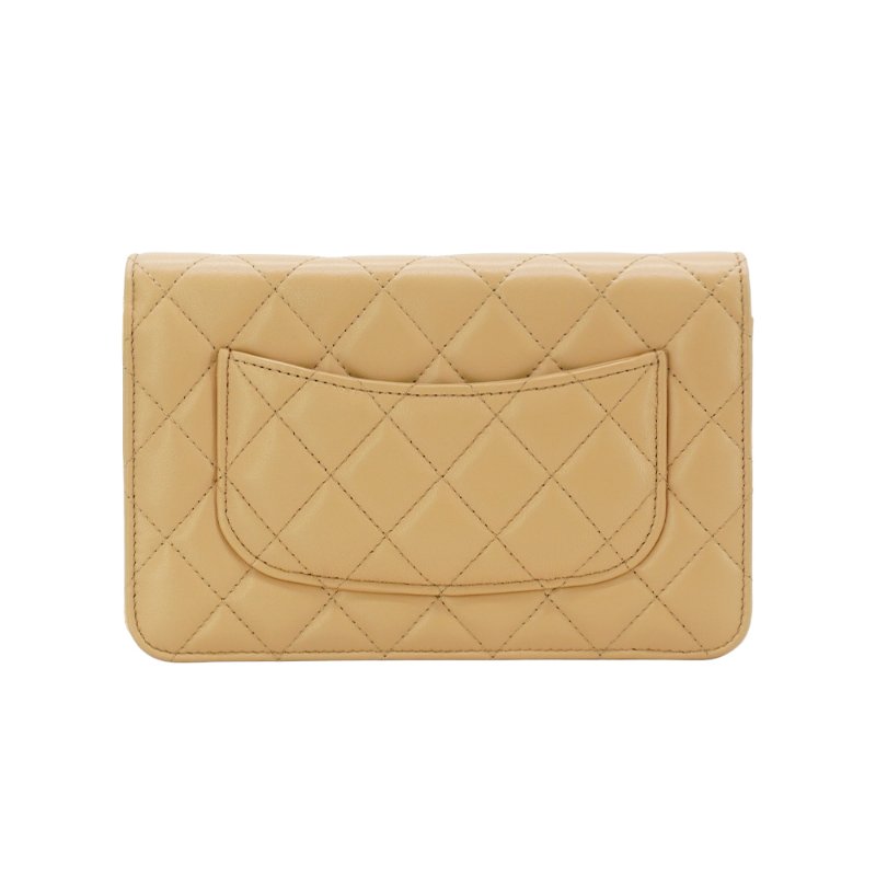 Chanel 展示品 金雙C菱格羊皮調節金球woc斜背包(AP1450-奶茶色)-2