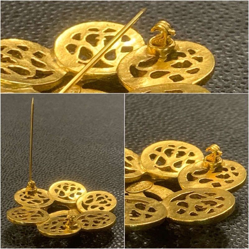 香奈兒六片鏤空花瓣CC心口針 95A Chanel Signature Interlocking CC logo Cutout Floral Detail Brooch-4