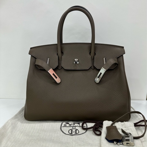 Hermes 愛馬仕 birkin30 斑鳩灰內拼藍 銀扣 D刻