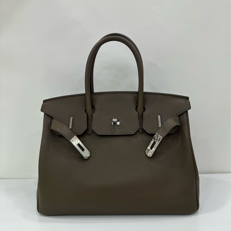 Hermes 愛馬仕 birkin30 斑鳩灰內拼藍 銀扣 D刻-1