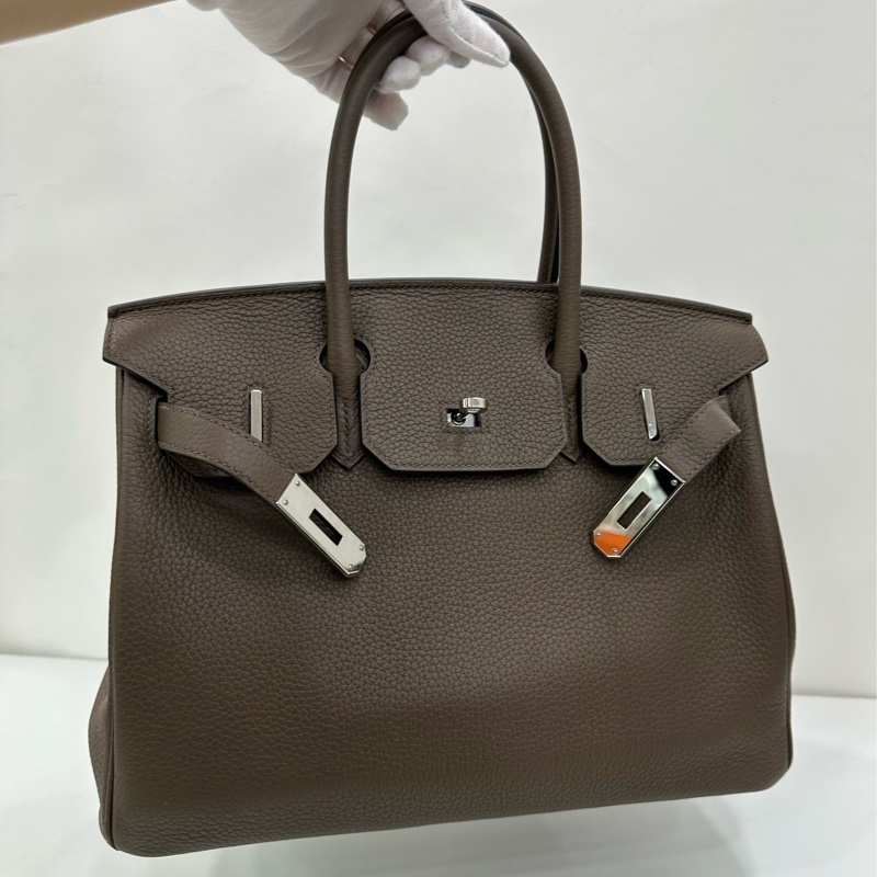 Hermes 愛馬仕 birkin30 斑鳩灰內拼藍 銀扣 D刻-6