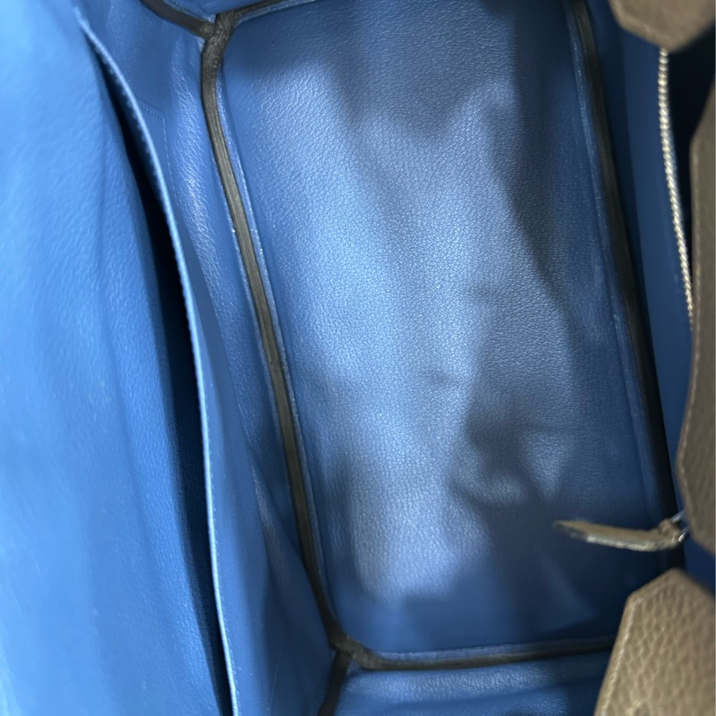 Hermes 愛馬仕 birkin30 斑鳩灰內拼藍 銀扣 D刻-8
