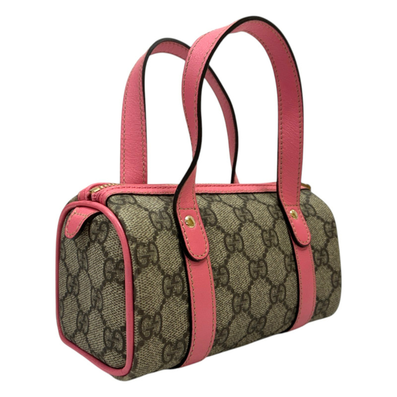 棕/粉色 GG Supreme帆布 Mini Joy Boston 肩背包【GUCCI 古馳】 190400-1